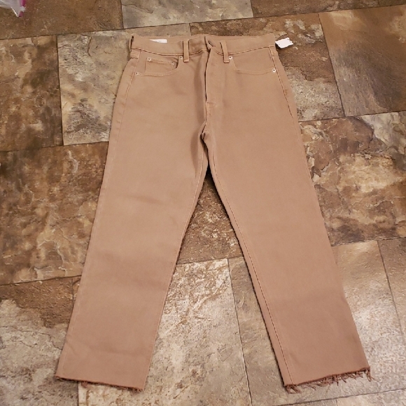 GAP Denim - GAP 6S 6 Short 28 Cheeky Straight High Rise Tan Jeans Denim Raw Hem